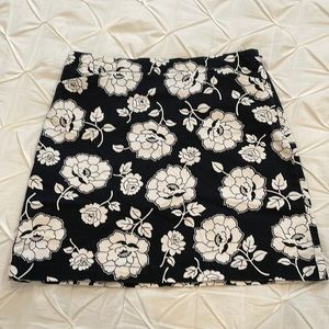 LOFT black white floral skirt